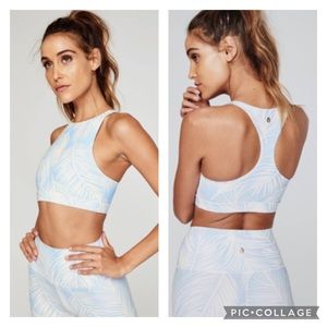 Spiritual Gangster High Neck Athletic Bra in Blue Palm. Size Medium. Like New.